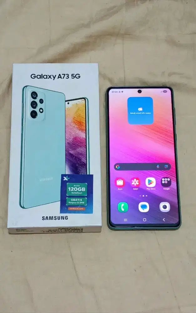 Samsung A73 256 SEIN Segel 98% Tangan pertama pemakaian Orang tua