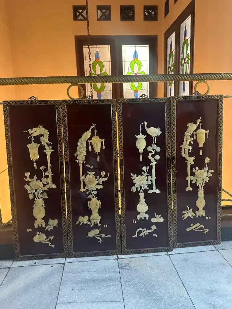 Hiasan dinding dari giok china 4 pcs
