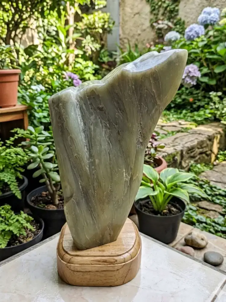 Pajangan F@sil Kayu Hijau Cristal (Giok Pasir Rakit) ±5Kg