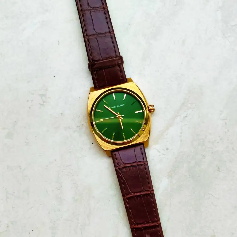 Jam Tangan Minimalis Daniel Elton Time Teller Gold Emerald Green Dial