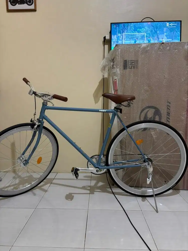 Sepeda Element Tory city bike fixie blue vintage