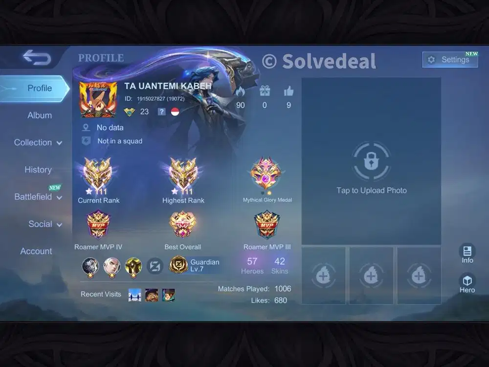 Akun Mobile Legends Mythical Glory Rank Tinggi Include Limited Skin
