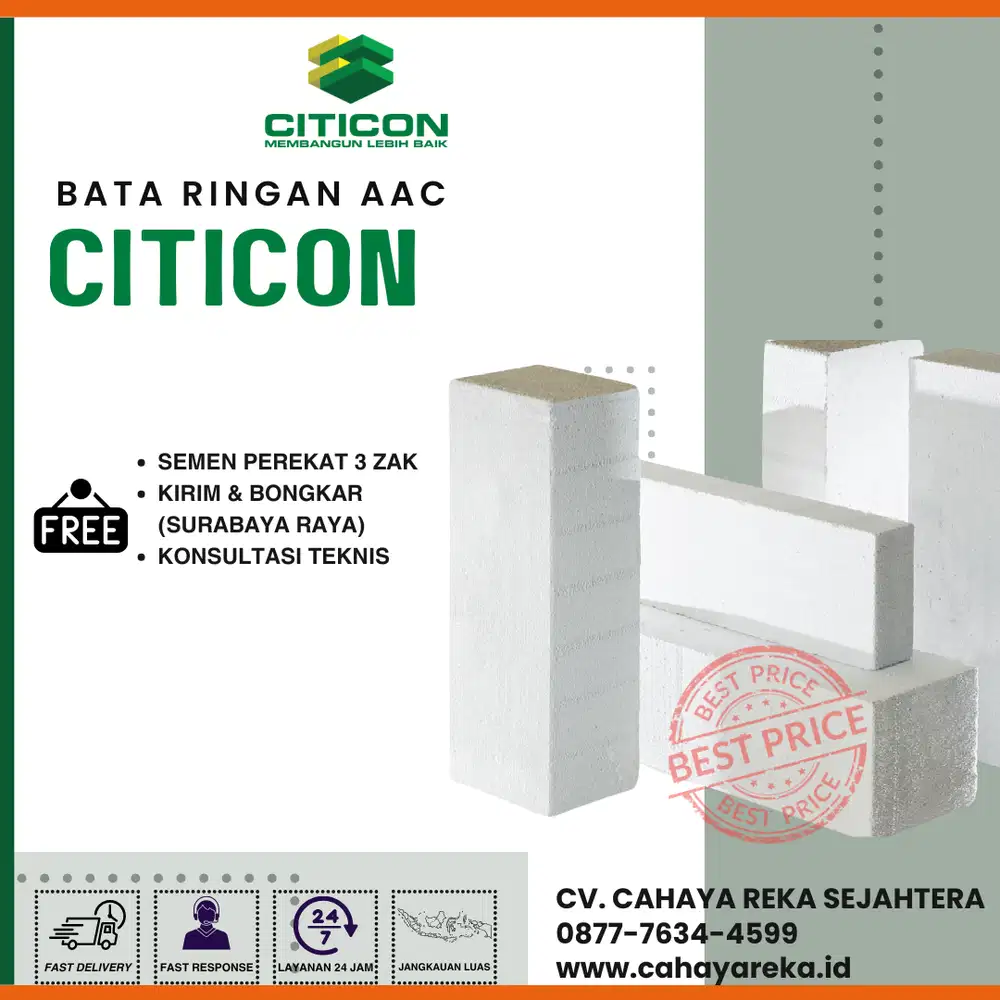 Panel Lantai AAC Citicon|Kuat, Ringan dan Mudah dipasang|Surabaya Raya