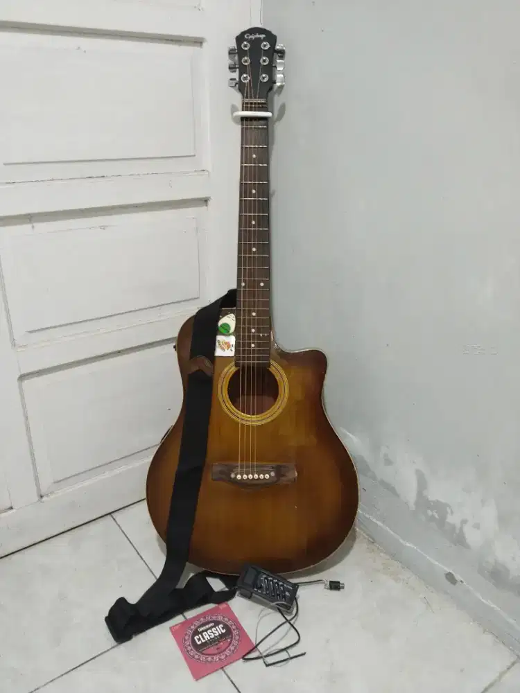 gitar akustik epiphone custom lws mantap byk bonus siap pakai nett