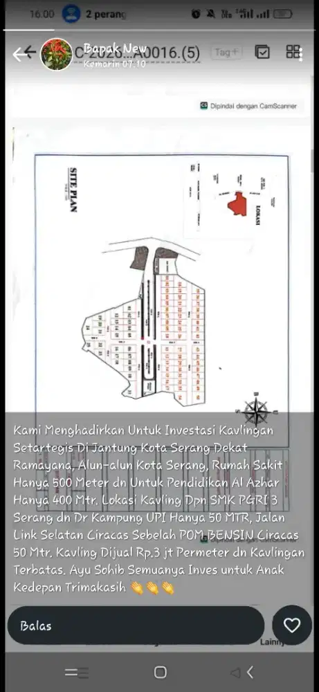 Dijual Tanah Kavling di Jantung Kota Serang