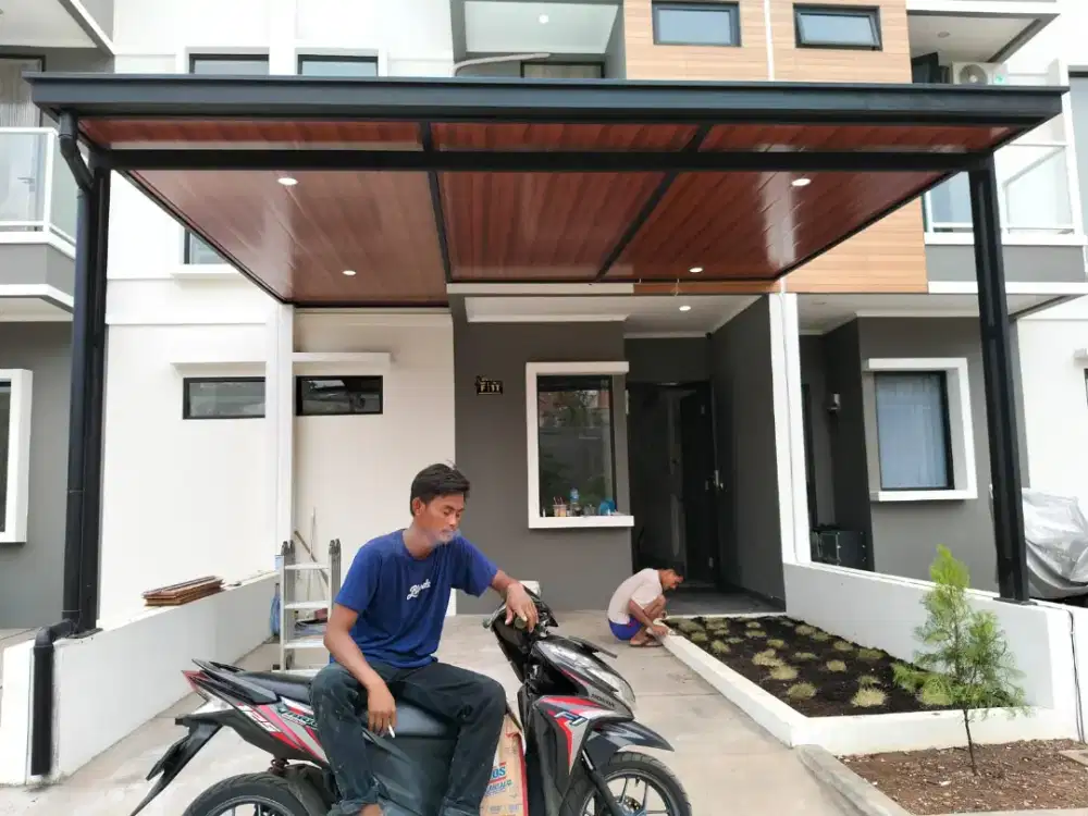 Kanopi besi holo kombined plafon PVC moderen