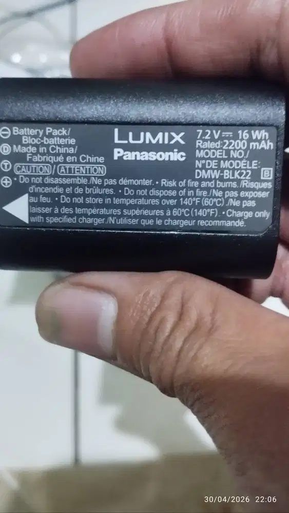Batre lumix panasonic dmw blk22 2200mah