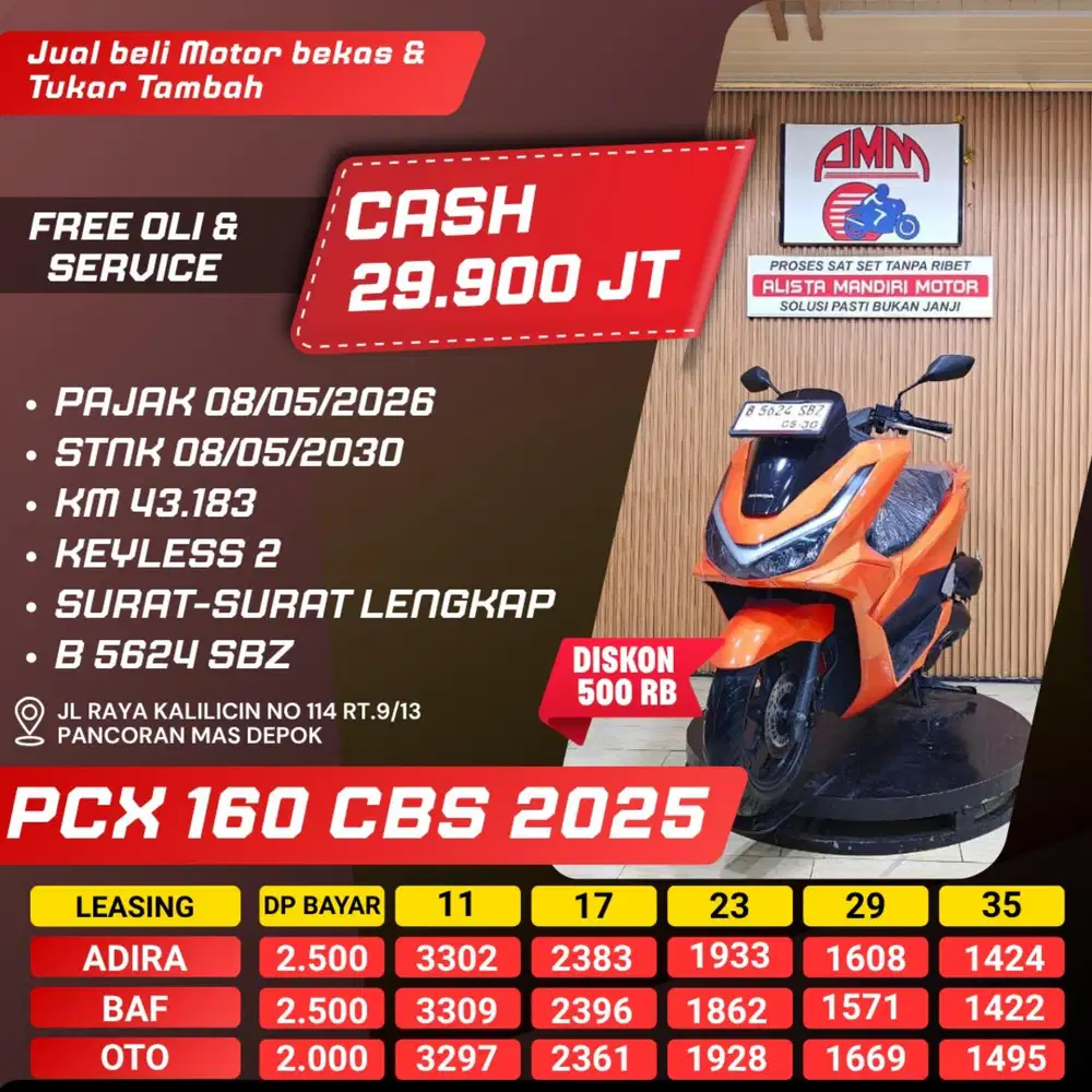 PCX 160 CBS 2025 PAJAK HIDUP REMOT 2 CASH / KREDIT ALISTA