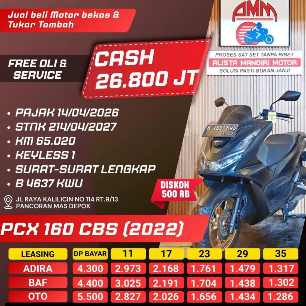 PCX 160 CBS 2022 CASH / KREDIT ALISTA