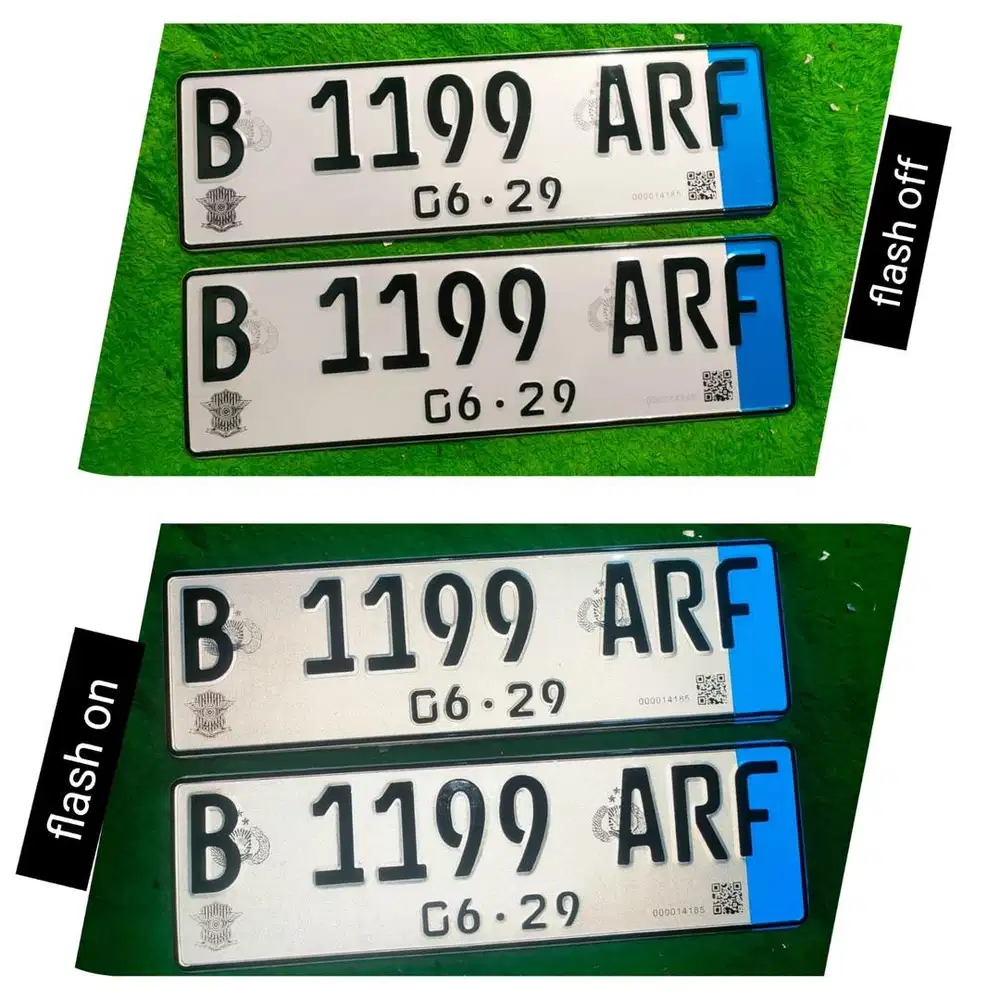 Plat mobil listrik barcode reflektif yang bisa menyala sepasang