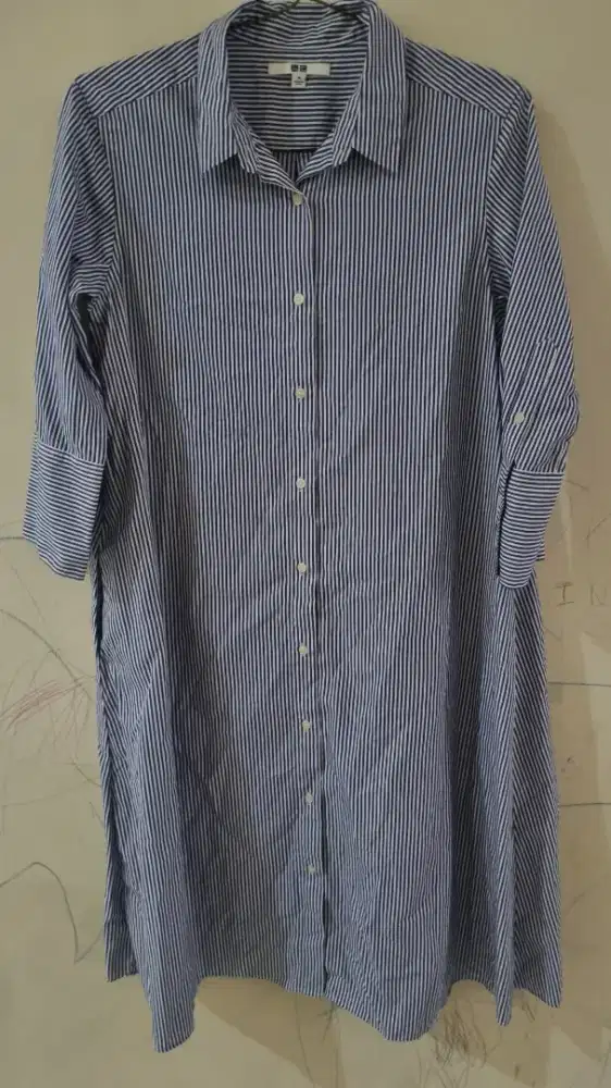 Uniqlo blue stripe shirt dress