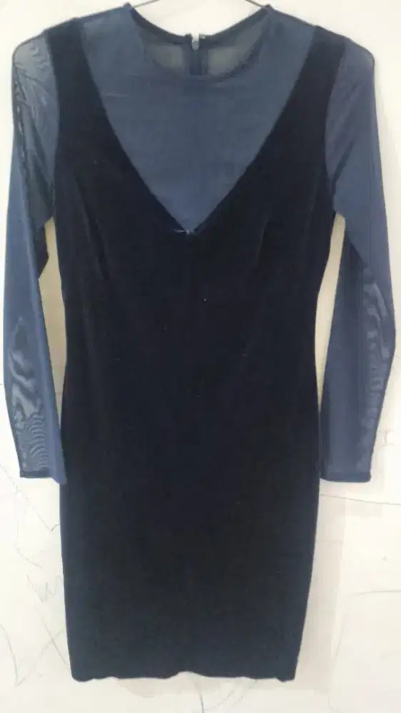 Mango blue suede navy dress