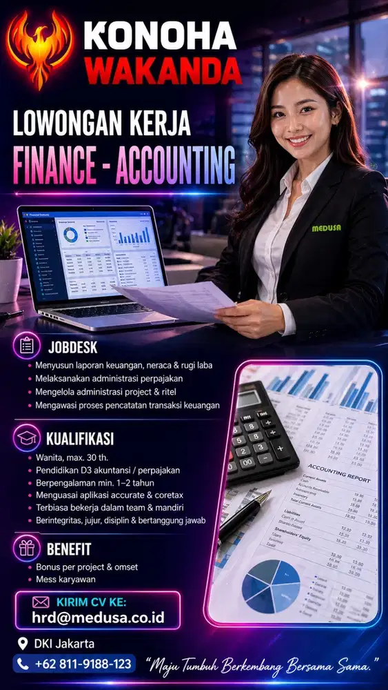 Loker Lowongan Accounting & Perpajakan  - Jakarta (Wanita)