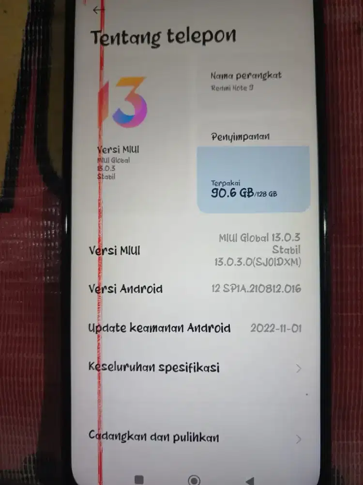 Redmi note 9 6+2/128 pemakaian pribadi