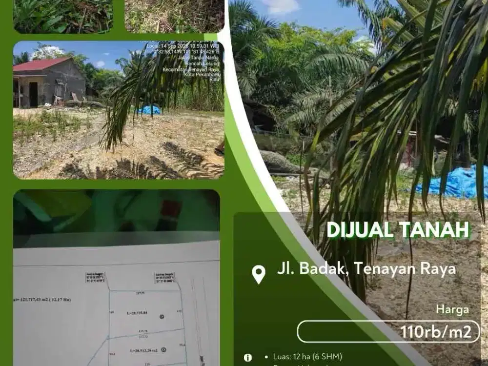 Dijual Tanah Tenayan Raya Pekanbaru Kota Siap Bangun!