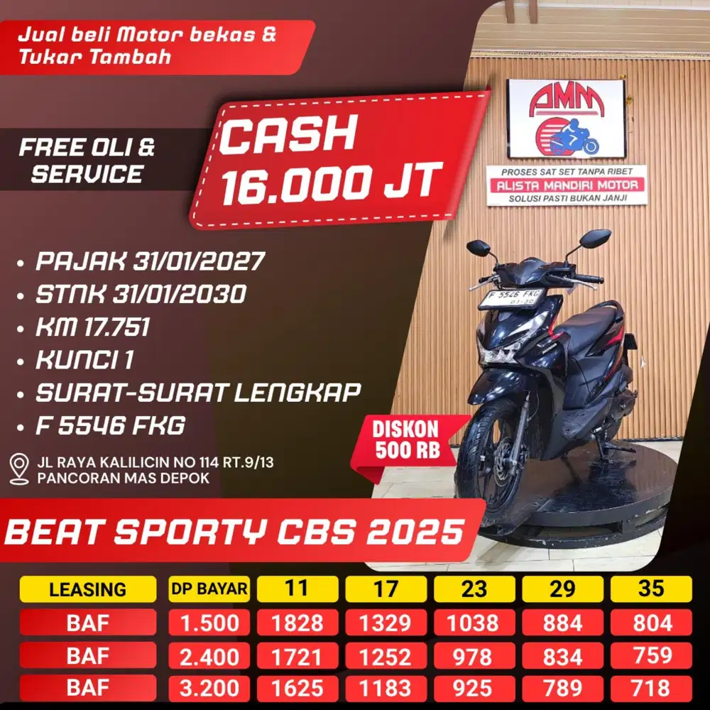 BEAT SPORTY CBS 2025 PAJAK HIDUP CASH / KREDIT ALISTA