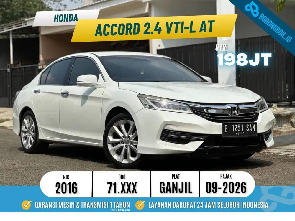 LOW KM!!ACCORD 2.4 VTI L AT 2016 PUTIH FAVORIT