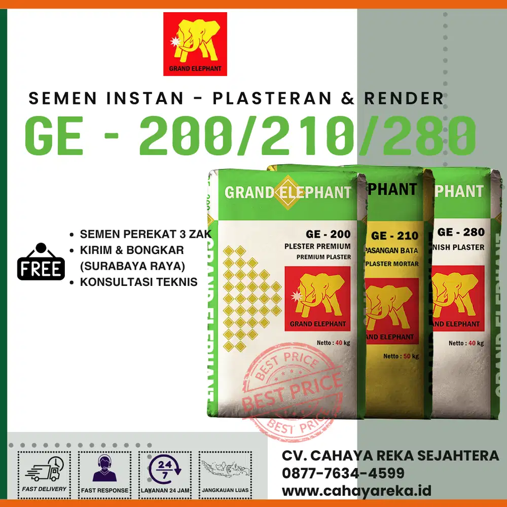 Semen Instan/Mortar Plaster Grand Elephant | GE-200 & GE-210 |Surabaya
