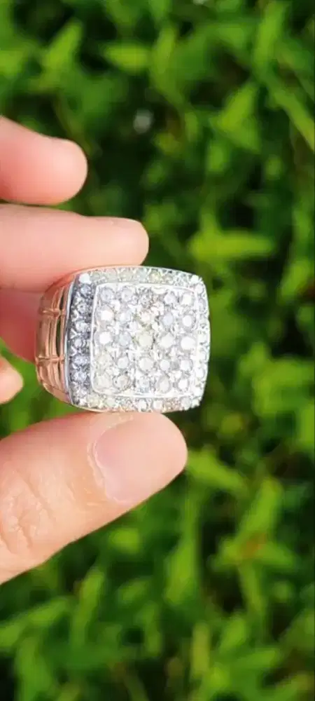 Cincin Pria Perak Berlian 2,65 Ct – Model Bold Berat 14,19 Gr Size 9