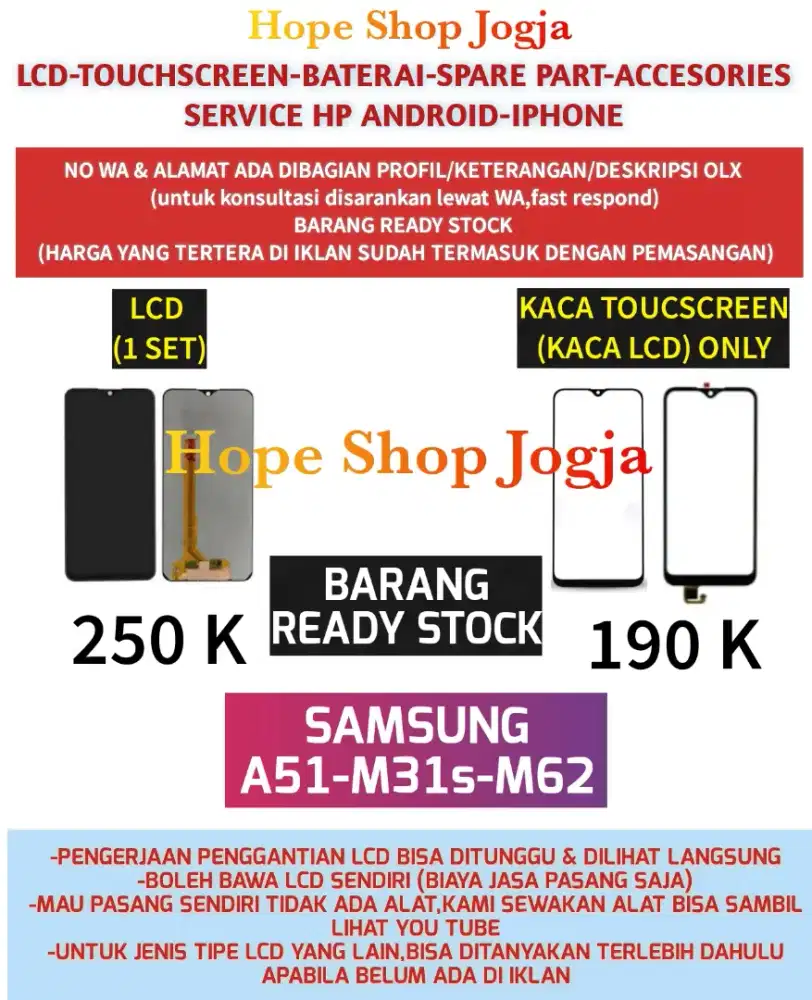 Touchscreen-Baterai-Lcd Samsung M31s-A51-M62