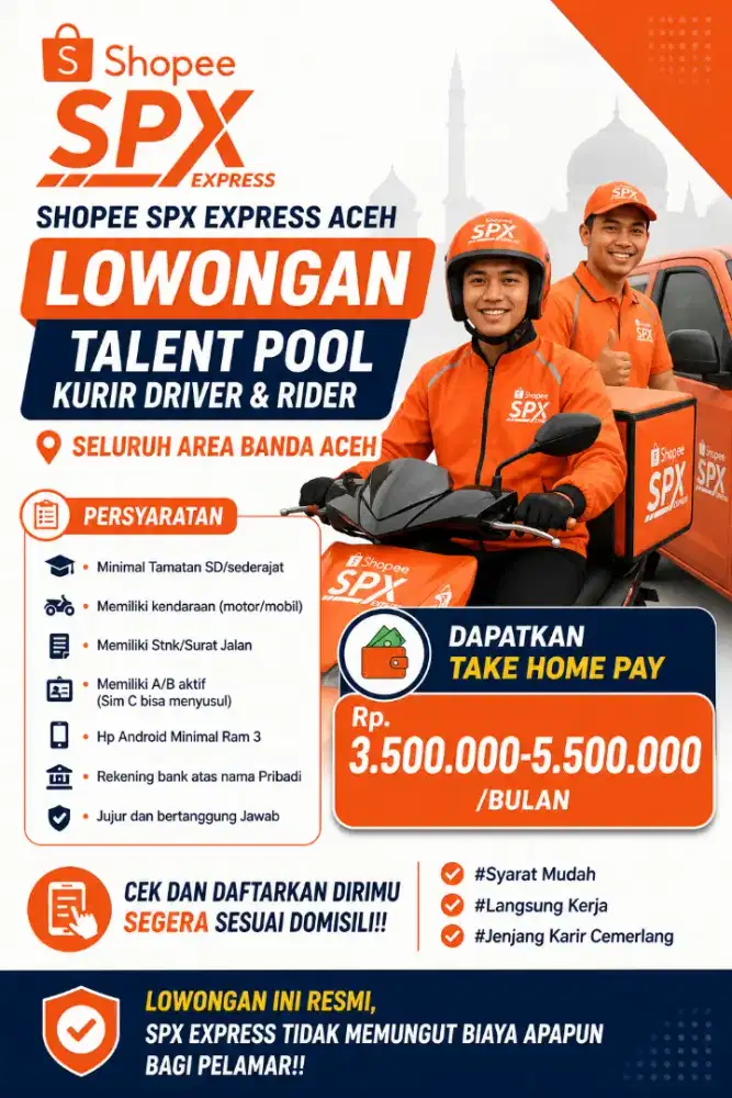 Lowongan Kurir pengantaran Paket Spx Express