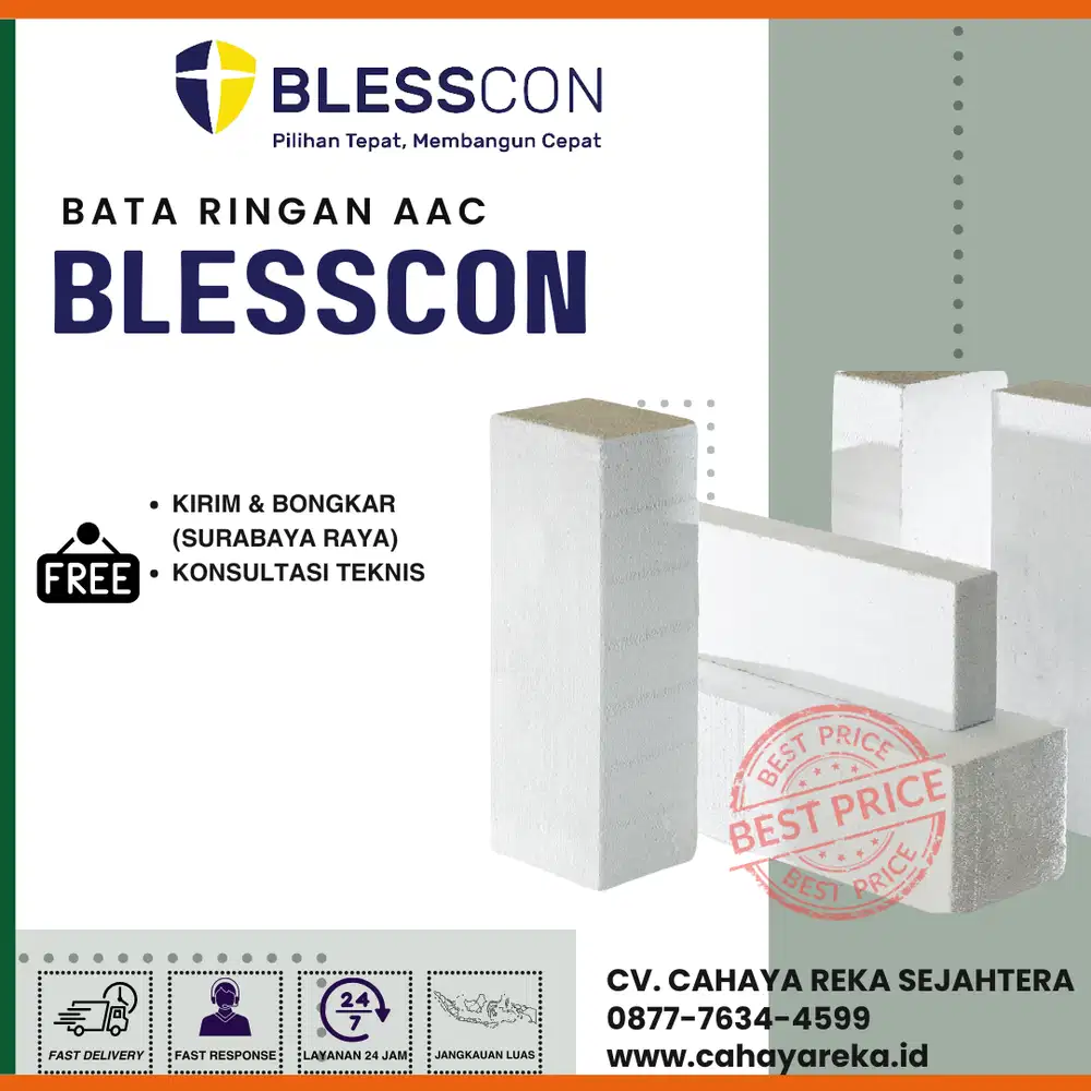 Bata Ringan AAC Blesscon | Harga per m3 | Surabaya, Jatim, Jateng