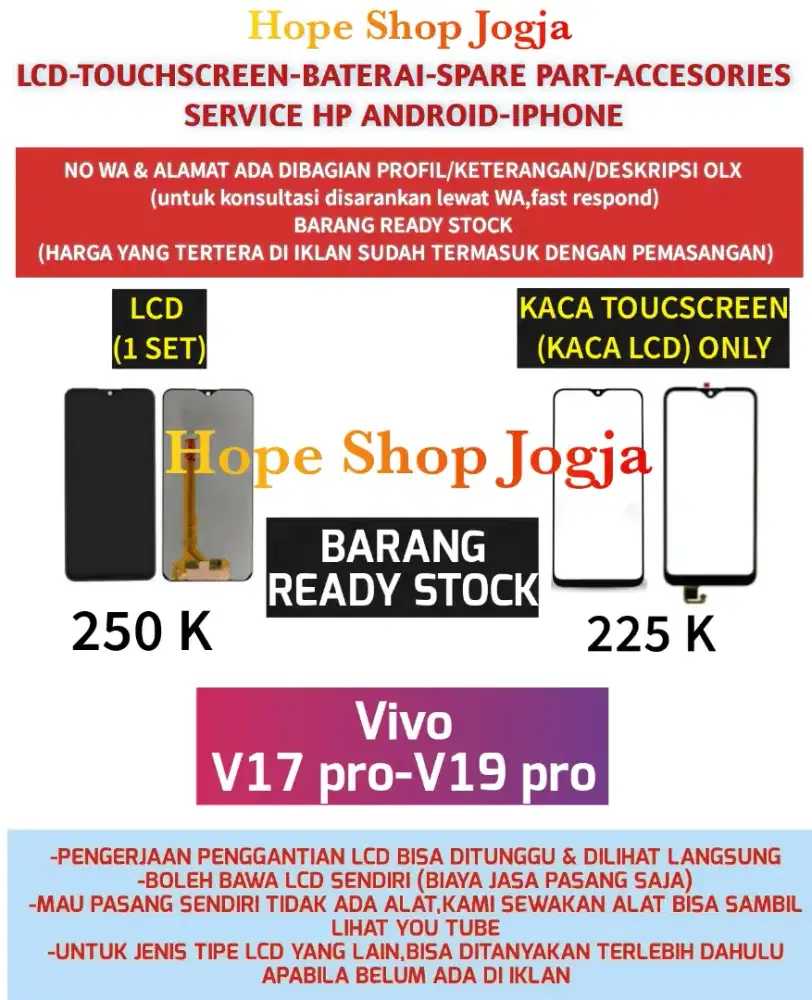Service Hp-Touchscreen/Baterai/LCD Vivo V17 pro-V19 pro