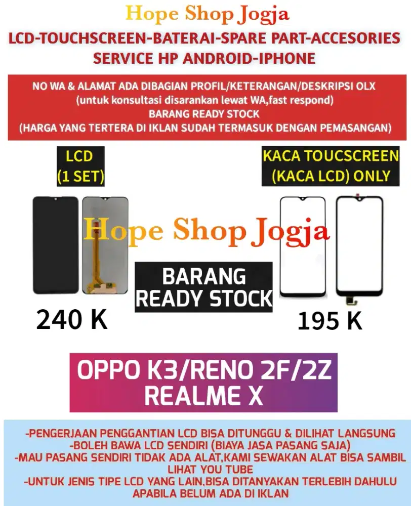Touchscreen/Baterai-Lcd OPPO K3/RENO 2F/2Z-REALME X