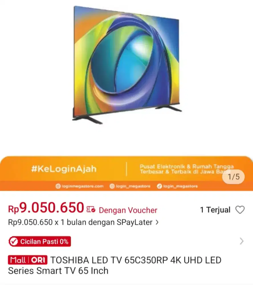 Led tv Toshiba regza 65 inchi 65c350rp like new