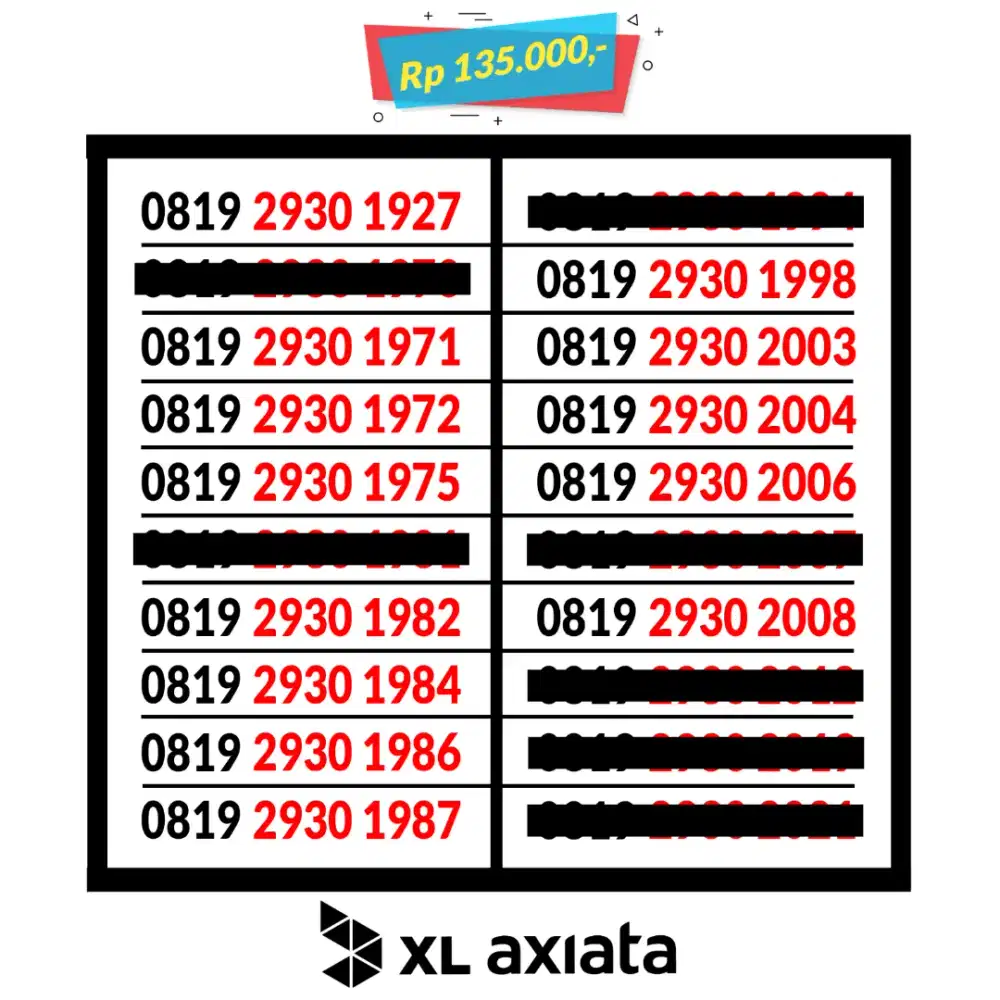 Perdana XL Seri Tahun Lahir Nomor Cantik xl Axiata