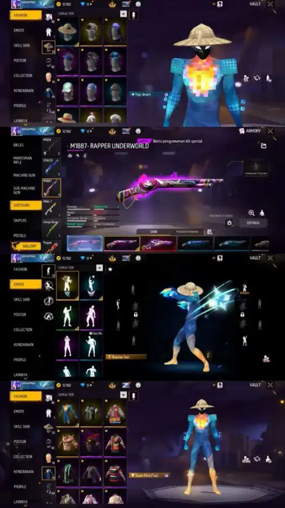 Jual akun free fire spek SG riper