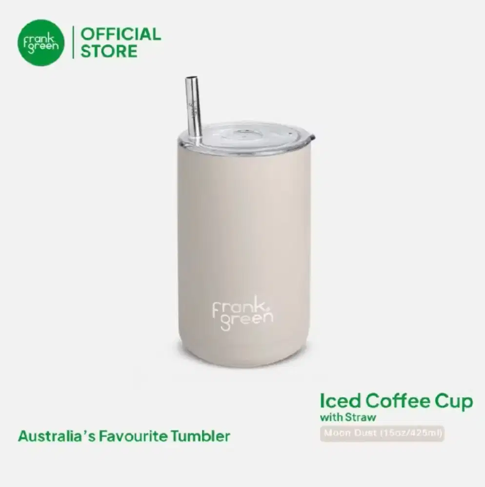 Tumbler Frank Green Ice coffee cup straw - Moon Dust 425ml