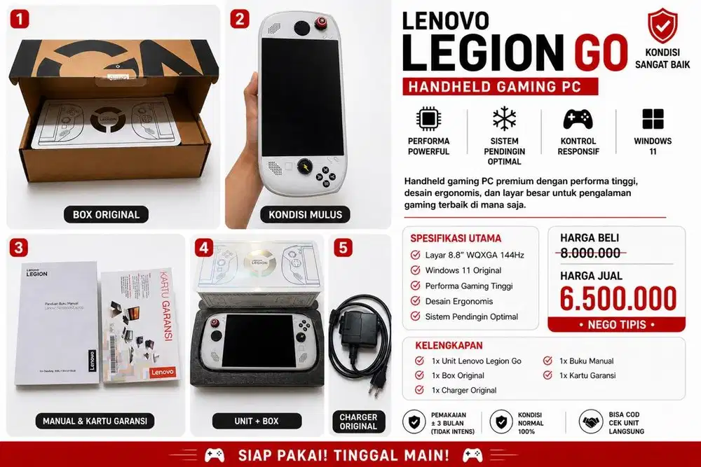 Lenovo Legion Go Like New Fullset Mura