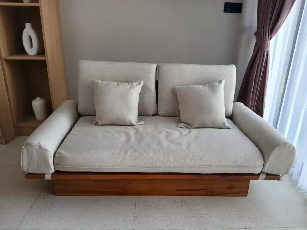 Sofa japandi 2 seater kayu jati