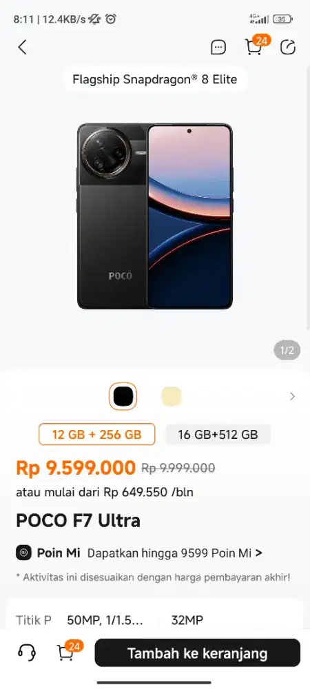 Poco F7 ultra 12/256 Garansi Resmi