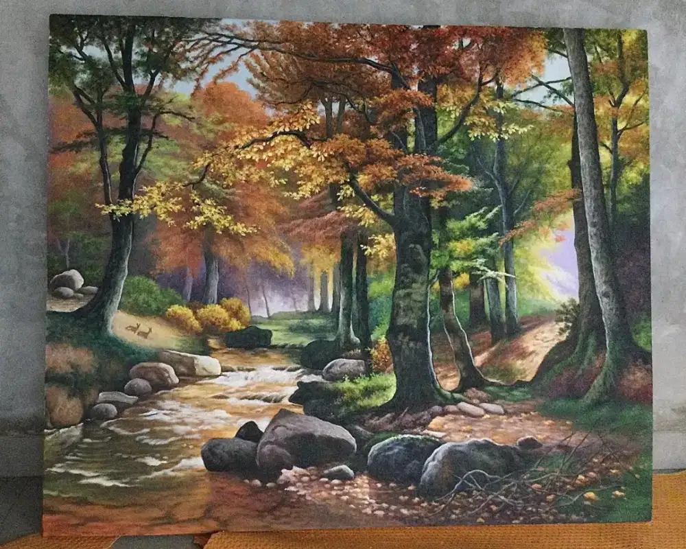 Dijual lukisan kanvas hutan 120x100 cm