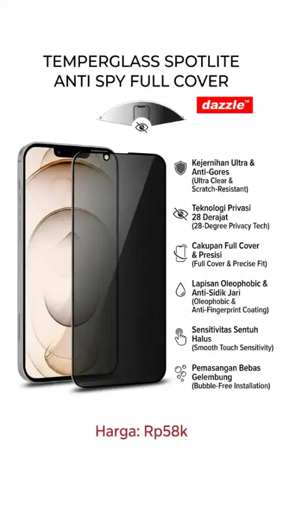 Temperglass Spotlite Anti Spy Full Cover