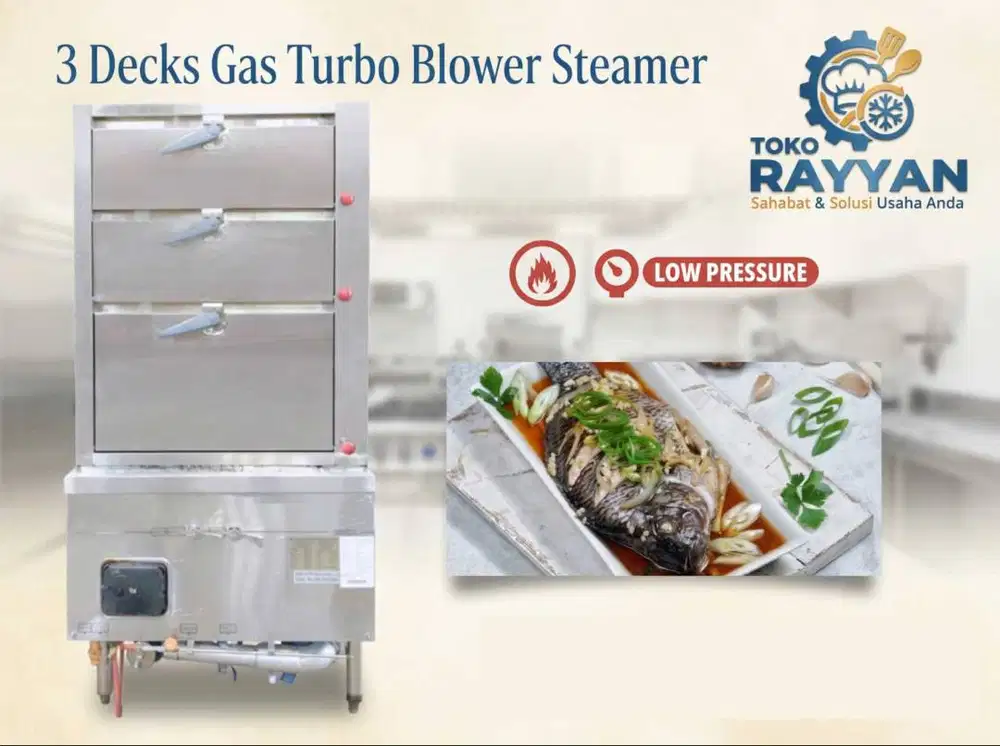 3 Decks Gas Turbo Blower Steamer 3DGFS-9082 Mesin Kukus GETRA
