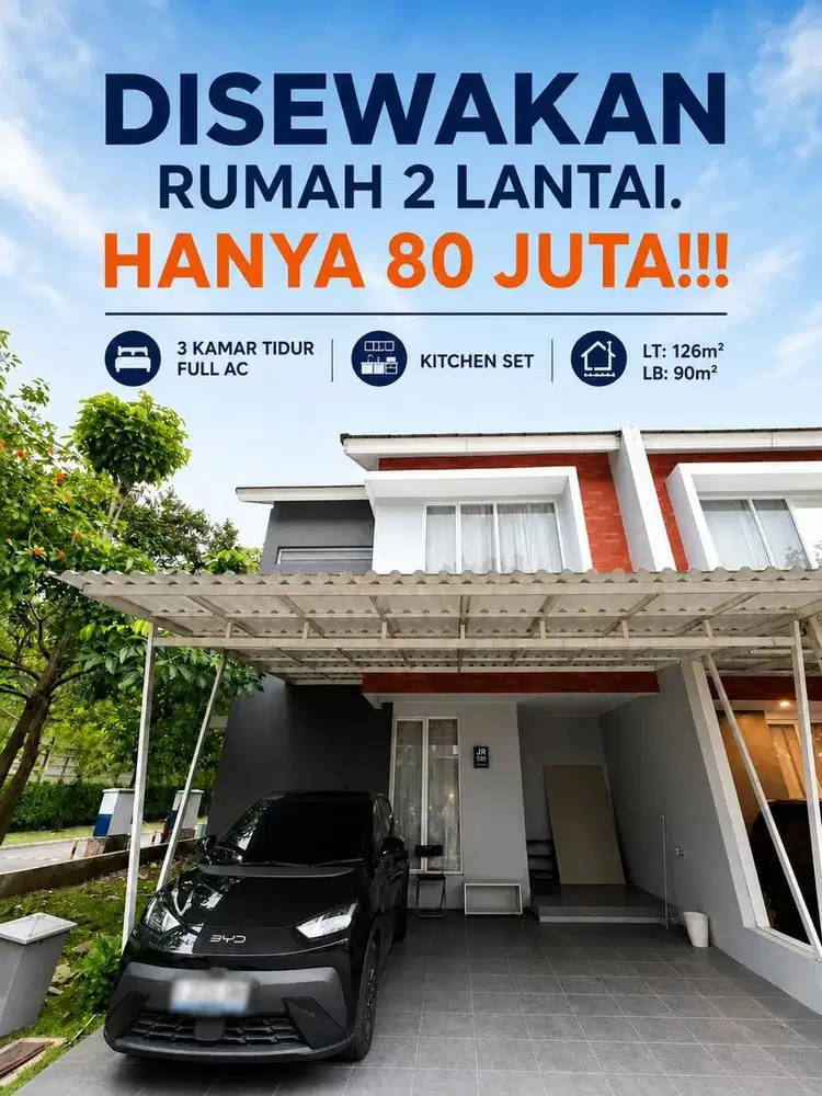 Disewakan Rumah 2 Lantai. 3 Kamar full AC - Komplek U House Bintaro