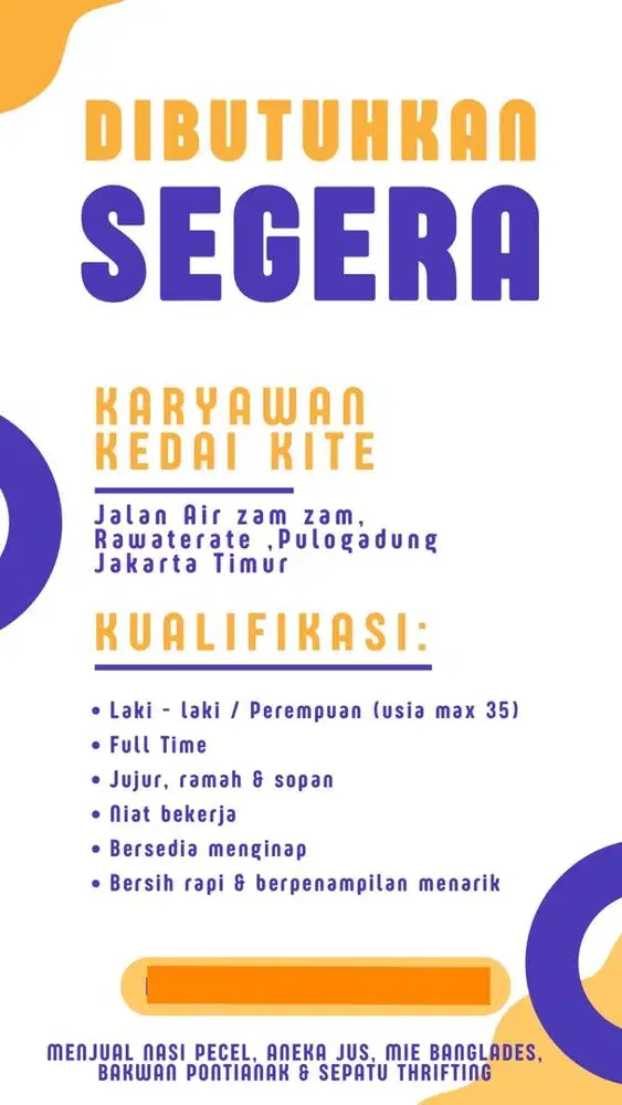 Loker karyawan kedai