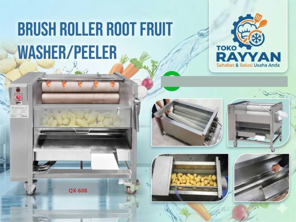 Brush Roller Root Fruit Washer/Peeler QX-608 - Mesin Pencuci Pengupas