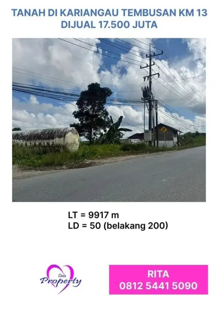 DIJUAL TANAH DI KARIANGAU TEMBUSAN KM 13
