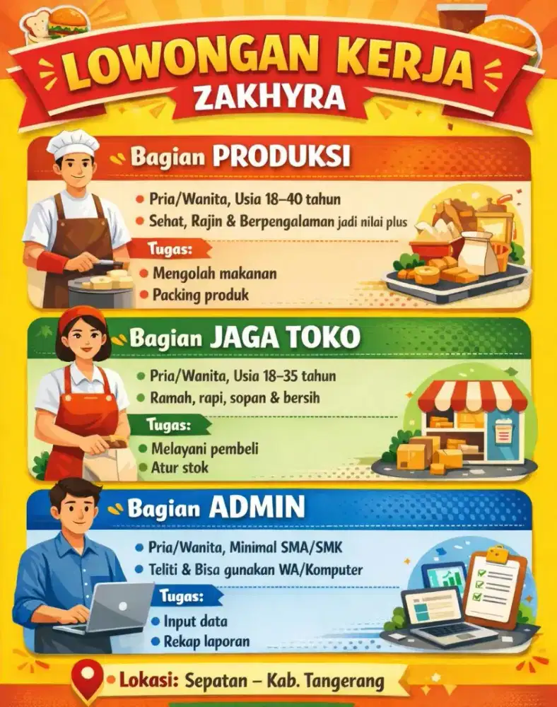 Lowongan produksi jaga lapak dan admin