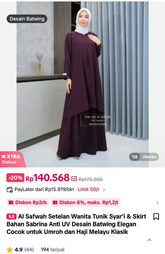 Setelan wanita tunik syar'i (edisi beli kebesaran)