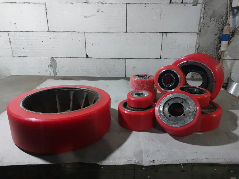 Relining Poliurethane Roda Forklift, handstacker dan roller