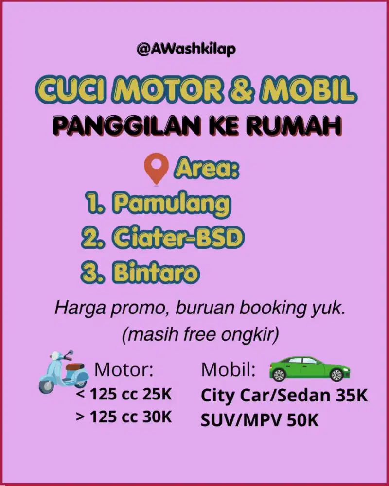 CUCI MOTOR MOBIL PANGGILAN