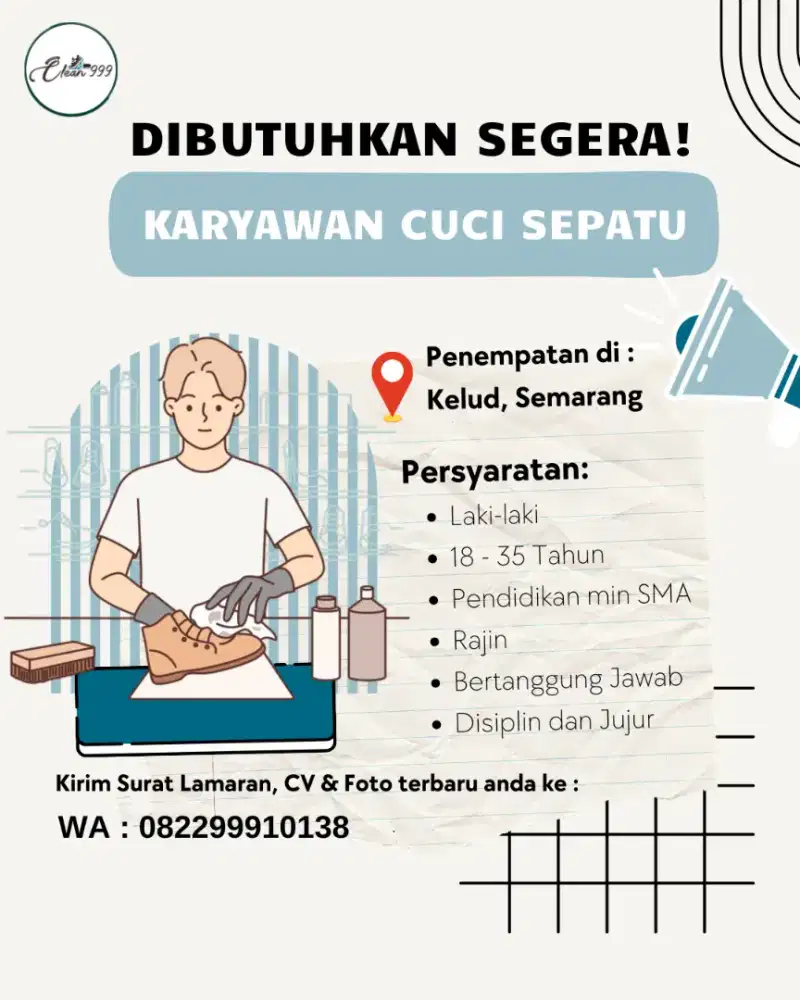 Dibutuhkan Karyawan Cuci Sepatu