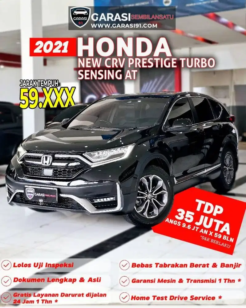 ‼️TDP 35 Jt‼️Honda CRV Turbo Prestige Sensing CVT 2021