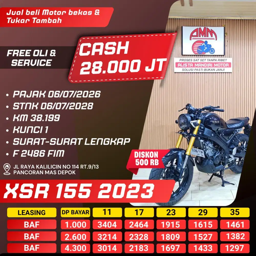 ALL NEW XSR 155 2023 DP 1 JUTA PAJAK HIDUP CASH / KREDIT ALISTA