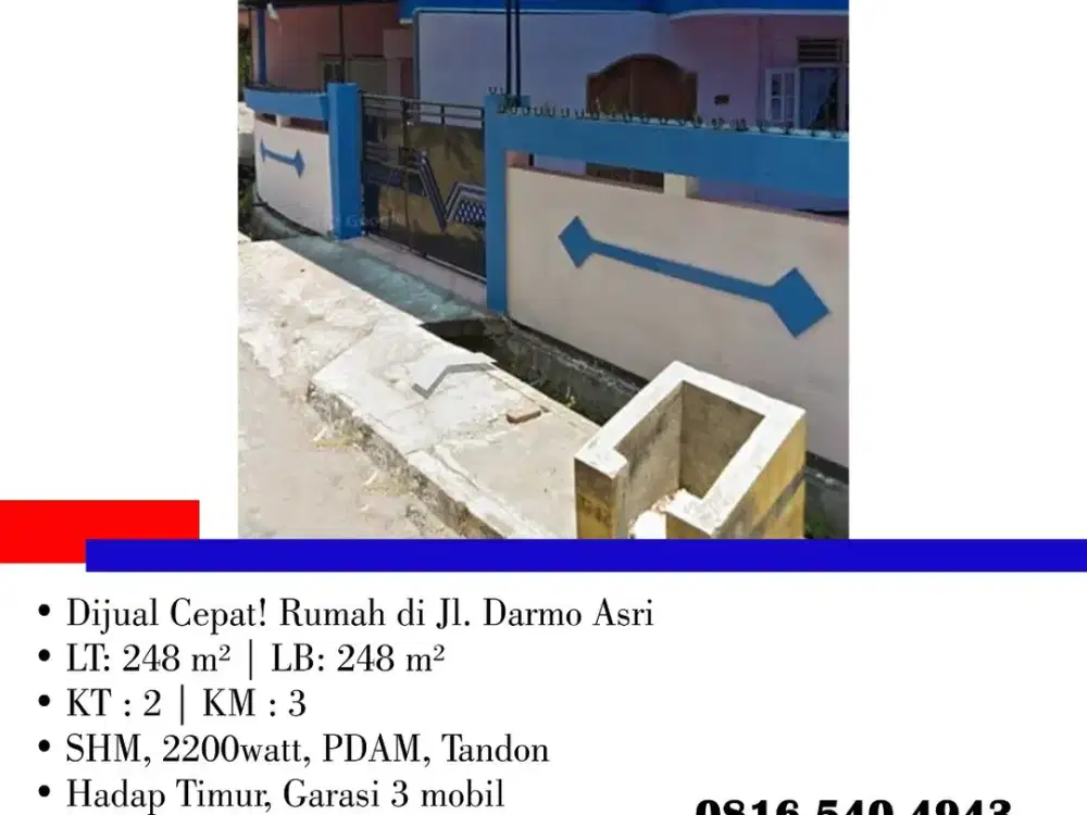 Dijual Cepat! Rumah di Jl. Darmo Asri
